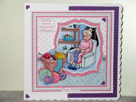 KNITTING FOREVER HOUSEWORK WHENEVER Humorous 7.5 Decoupage Kit by Wayne Swan
