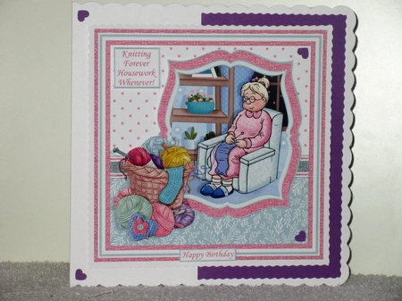 KNITTING FOREVER HOUSEWORK WHENEVER Humorous 7.5 Decoupage Kit by Wayne Swan