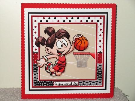 BASKETBALL GIRL 7.5 Decoupage & Insert Card Kit by Wayne Swan