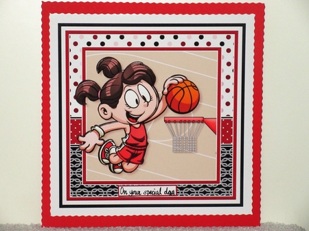 BASKETBALL GIRL 7.5 Decoupage & Insert Card Kit by Wayne Swan
