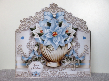 Blue White Christmas Poinsettias Bouquet Mini Kit by Wayne Swan