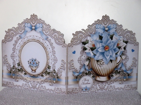 Blue White Christmas Poinsettias Bouquet Mini Kit by Wayne Swan