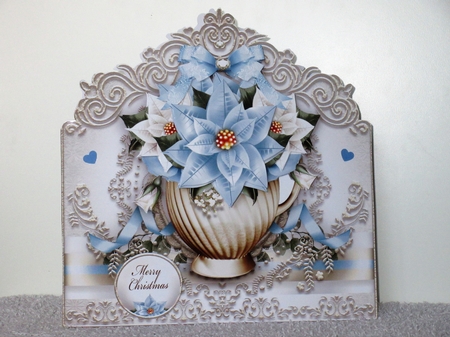 Blue White Christmas Poinsettias Bouquet Mini Kit by Wayne Swan