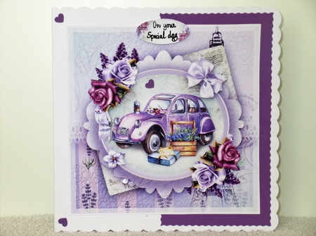 Lavender Vintage Car Scene Card Mini Kit by Wayne Swan