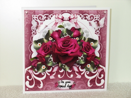 Bordeaux Roses Bouquet Vintage Card Mini Kit by Wayne Swan