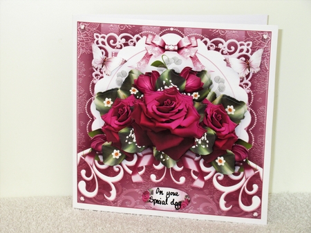 Bordeaux Roses Bouquet Vintage Card Mini Kit by Wayne Swan