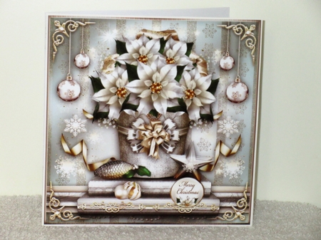 Christmas Gold Silver Festive Poinsettias Card Mini Kit by Wayne Swan