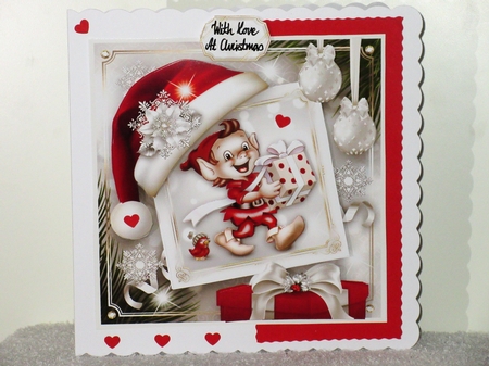 Christmas Red Card with Lovely Elf Mini Kit by Wayne Swan