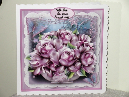 Bowl of Lilac Roses - Decoupage Card Mini Kit by Wayne Swan