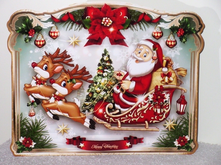 Christmas Santa Claus with Reindeers in the Sky Mini Kit by Wayne Swan
