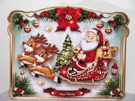 Christmas Santa Claus with Reindeers in the Sky Mini Kit by Wayne Swan