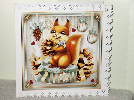 Christmas Gift Box with Lovely Squirrel Mini Kit by Wayne Swan