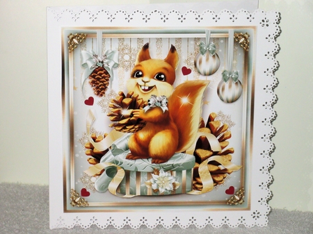 Christmas Gift Box with Lovely Squirrel Mini Kit by Wayne Swan