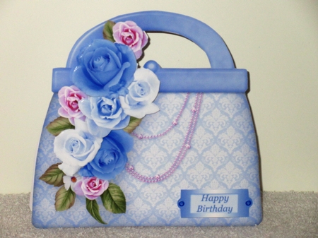 Pink and Blue Roses - Handbag Card Mini Kit by Wayne Swan