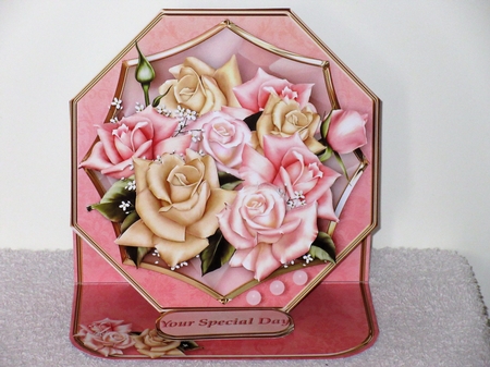 Satin Roses - Shaped Easel Card Mini Kit by Wayne Swan