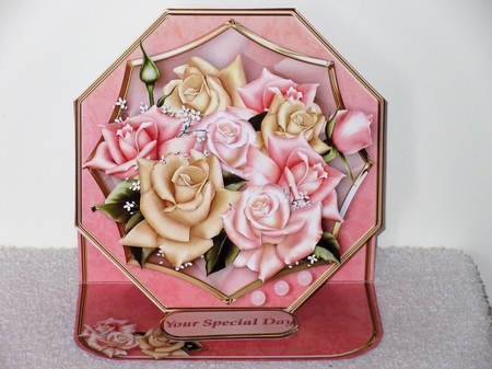 Satin Roses - Shaped Easel Card Mini Kit by Wayne Swan
