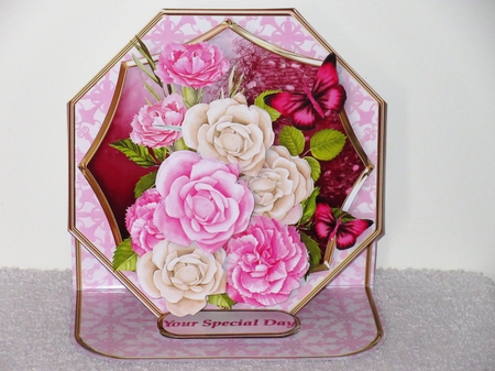 Roses and Carnations - Shaped Easel Card Mini Kit by Wayne Swan