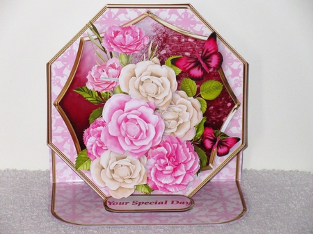 Roses and Carnations - Shaped Easel Card Mini Kit by Wayne Swan