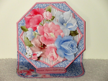 Pink and Blue Posy - Shaped Easel Card Mini Kit by Wayne Swan