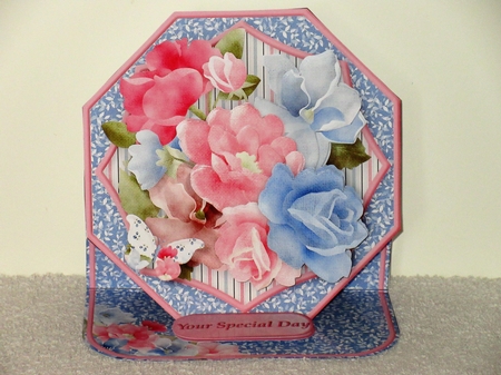 Pink and Blue Posy - Shaped Easel Card Mini Kit by Wayne Swan