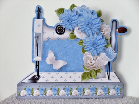 Blue Posy - Sewing Machine Card Mini Kit by Wayne Swan