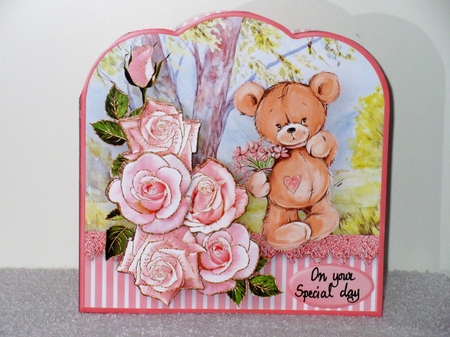 Teddy and Roses - Scallop Top Card Mini Kit by Wayne Swan