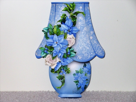 Blue Poinsettias - Lamp Card Mini Kit by Wayne Swan