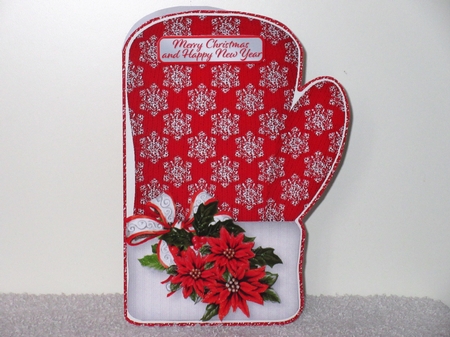 Red Snowflakes - Cosy Mitten Shaped Card Mini Kit by Wayne Swan