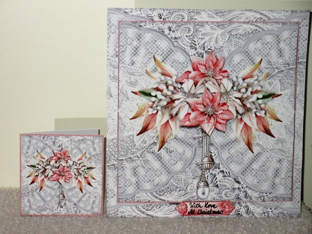 snowflakes and lace pink poinsettia by Wayne Swan