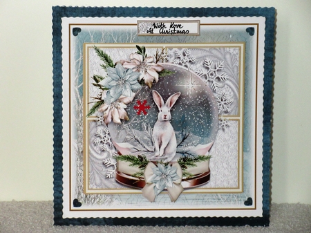 Winter Hare Snow globe card front kit by Wayne Swan