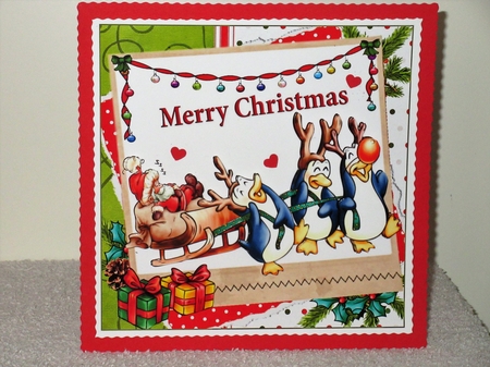 8x8 Santa and his penguin sleigh mini kit by Wayne Swan