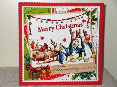 8x8 Santa and his penguin sleigh mini kit by Wayne Swan