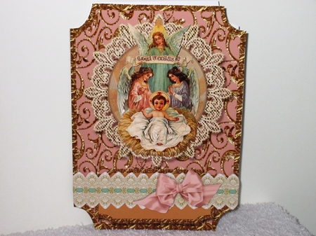 Gloria in Excelsis Vintage Christmas Pyramage Shaped Card by Wayne Swan