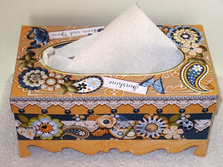 Blossoms & Butterflies Family Size Tissue Box Cover. by Wayne Swan