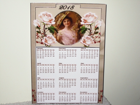 Mini Kit- A4 Vintage Lady Calendar for 2025 with decoupage #3 by Wayne Swan