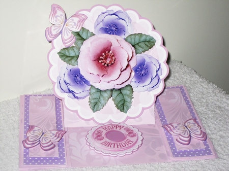 Centre Panel Easel Pink Roses and butterflies NEW by Wayne Swan