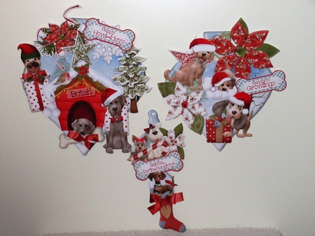 Gone to the Dogs at Christmas! Hanging Baubles Trio by Wayne Swan