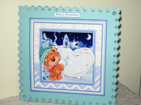 CHRISTMAS BEAR & SNOW HEART 7.5 Decoupage & Insert Mini Kit by Wayne Swan