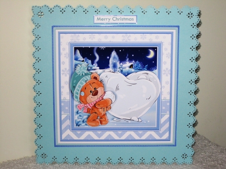 CHRISTMAS BEAR & SNOW HEART 7.5 Decoupage & Insert Mini Kit by Wayne Swan