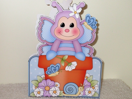 3D Shaped Card  Kit - Flowerpot Friends - Cute Little Butterfly Blinky by Wayne Swan