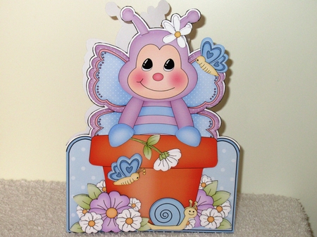 3D Shaped Card  Kit - Flowerpot Friends - Cute Little Butterfly Blinky by Wayne Swan