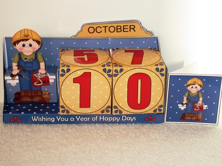 3D Everlasting Perpetual Calendar Desk Set Kit - Handyman with tools by Wayne Swan