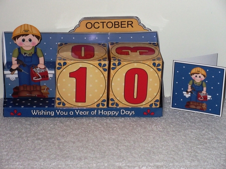 3D Everlasting Perpetual Calendar Desk Set Kit - Handyman with tools by Wayne Swan
