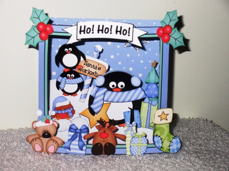 3D Christmas Diorama Shadow Box Card Mini Kit  - Cute Christmas Pip Penguin & Friends by Wayne Swan