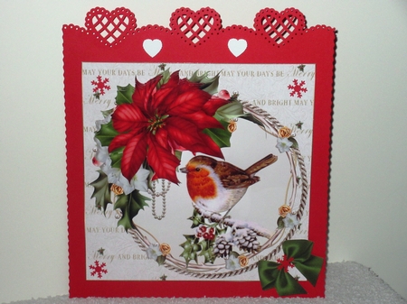 8x8 Red robin in festive frame mini kit by Wayne Swan