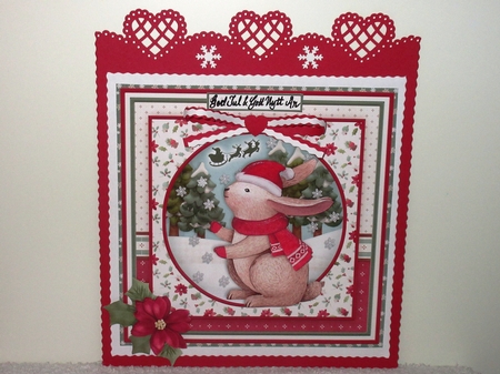 CHRISTMAS BUNNY WAITING FOR SANTA 8x8 Decoupage & Insert Mini Kit by Wayne Swan