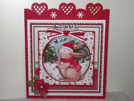CHRISTMAS BUNNY WAITING FOR SANTA 8x8 Decoupage & Insert Mini Kit by Wayne Swan