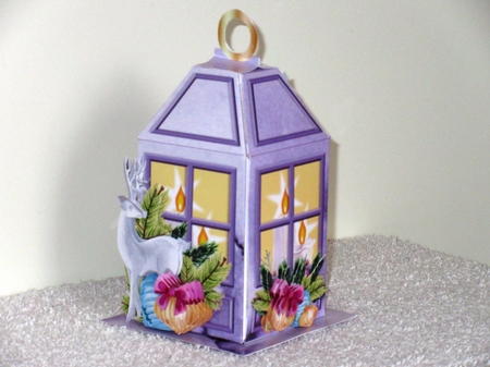 CHRISTMAS LANTERN - Gift, Box, Tree Decoration & Tea-light Holder - Lavender Deer by Wayne Swan