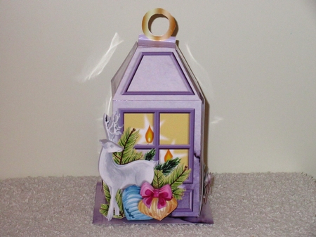 CHRISTMAS LANTERN - Gift, Box, Tree Decoration & Tea-light Holder - Lavender Deer by Wayne Swan