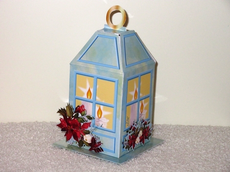 CHRISTMAS LANTERN - Gift, Box, Tree Decoration & Tea-light Holder - Poinsettia Glow by Wayne Swan